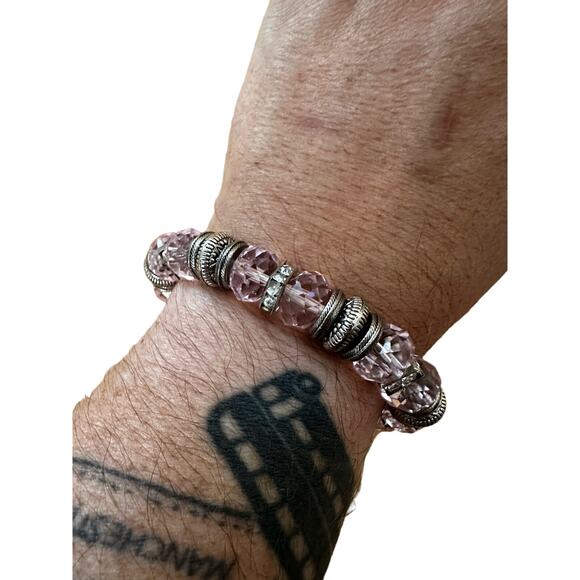 Pair of Pink and Purple Crystal Stretch Bracelets - Picture 8 of 8